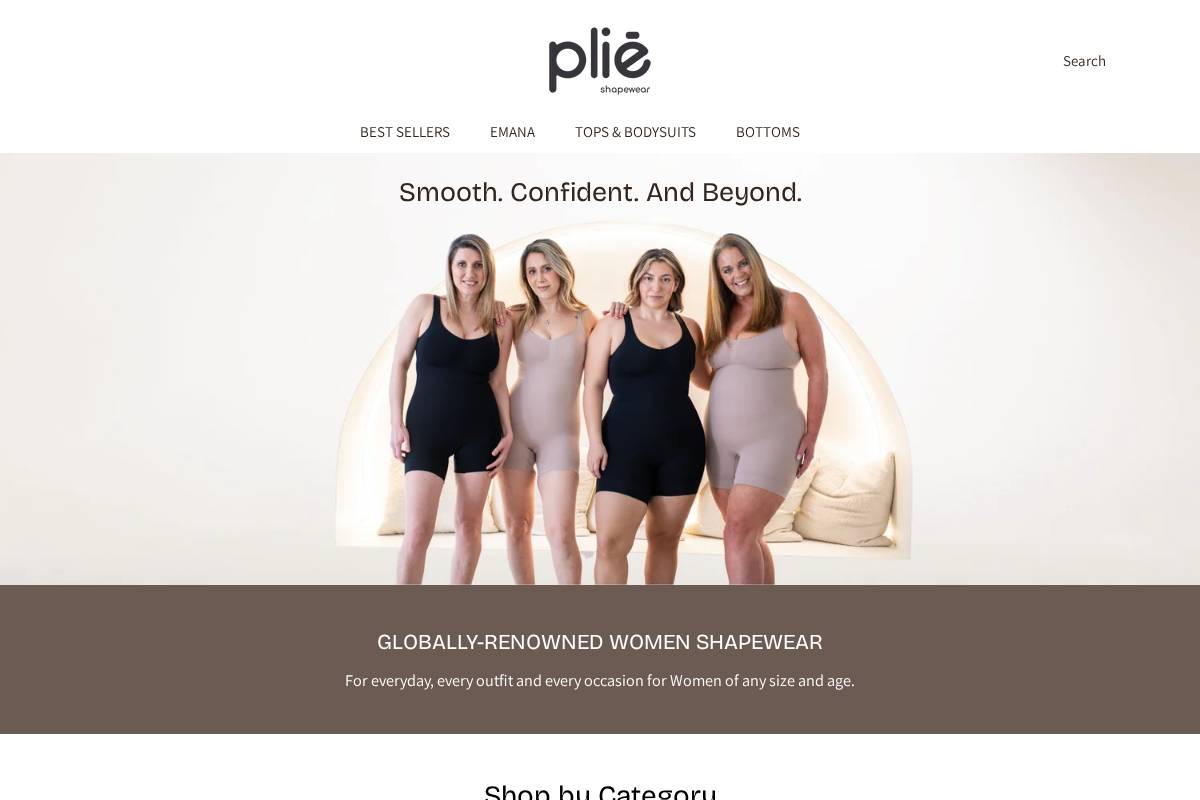 plieshapewear.com homepage screenshot