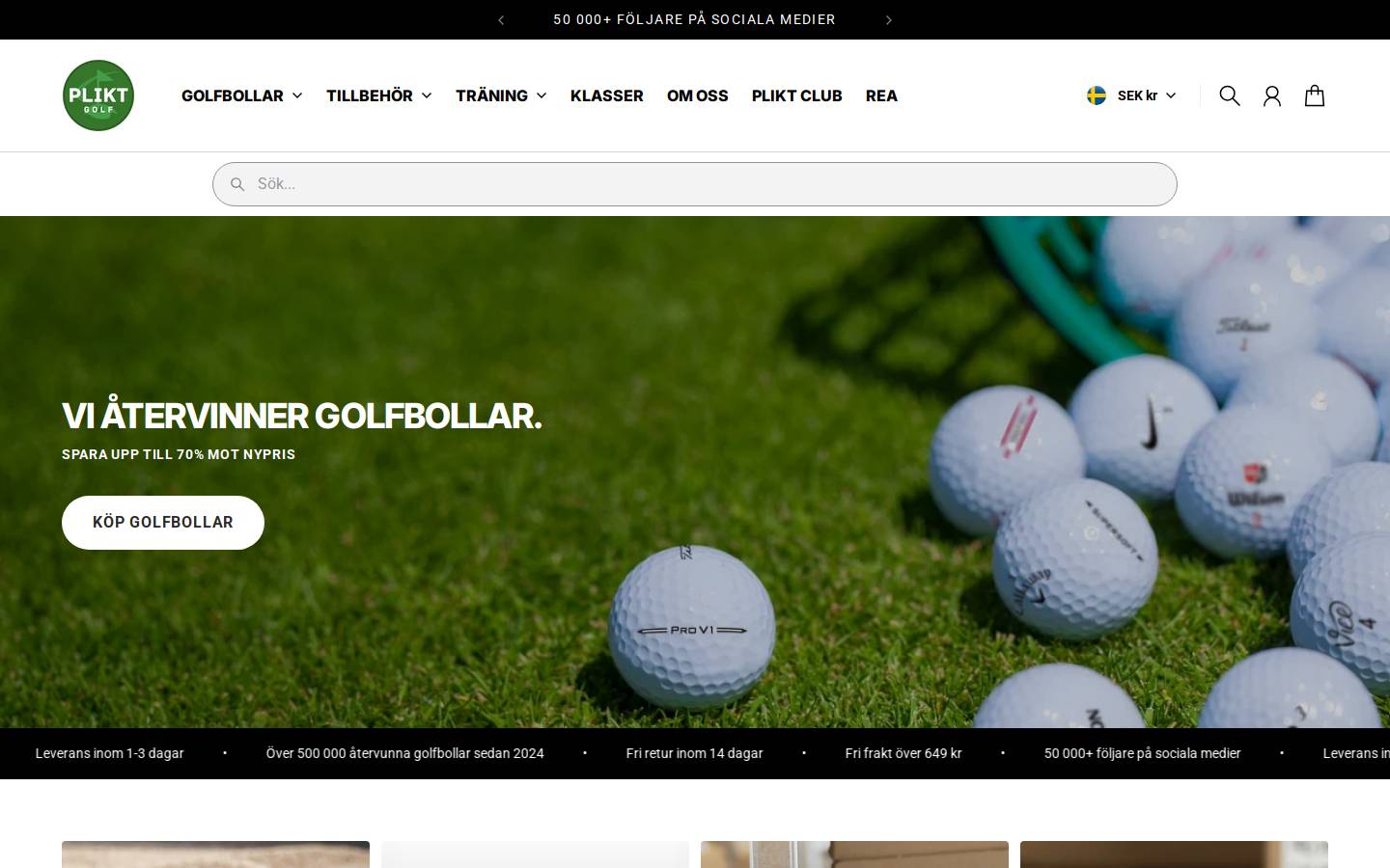 Plikt Golf homepage screenshot