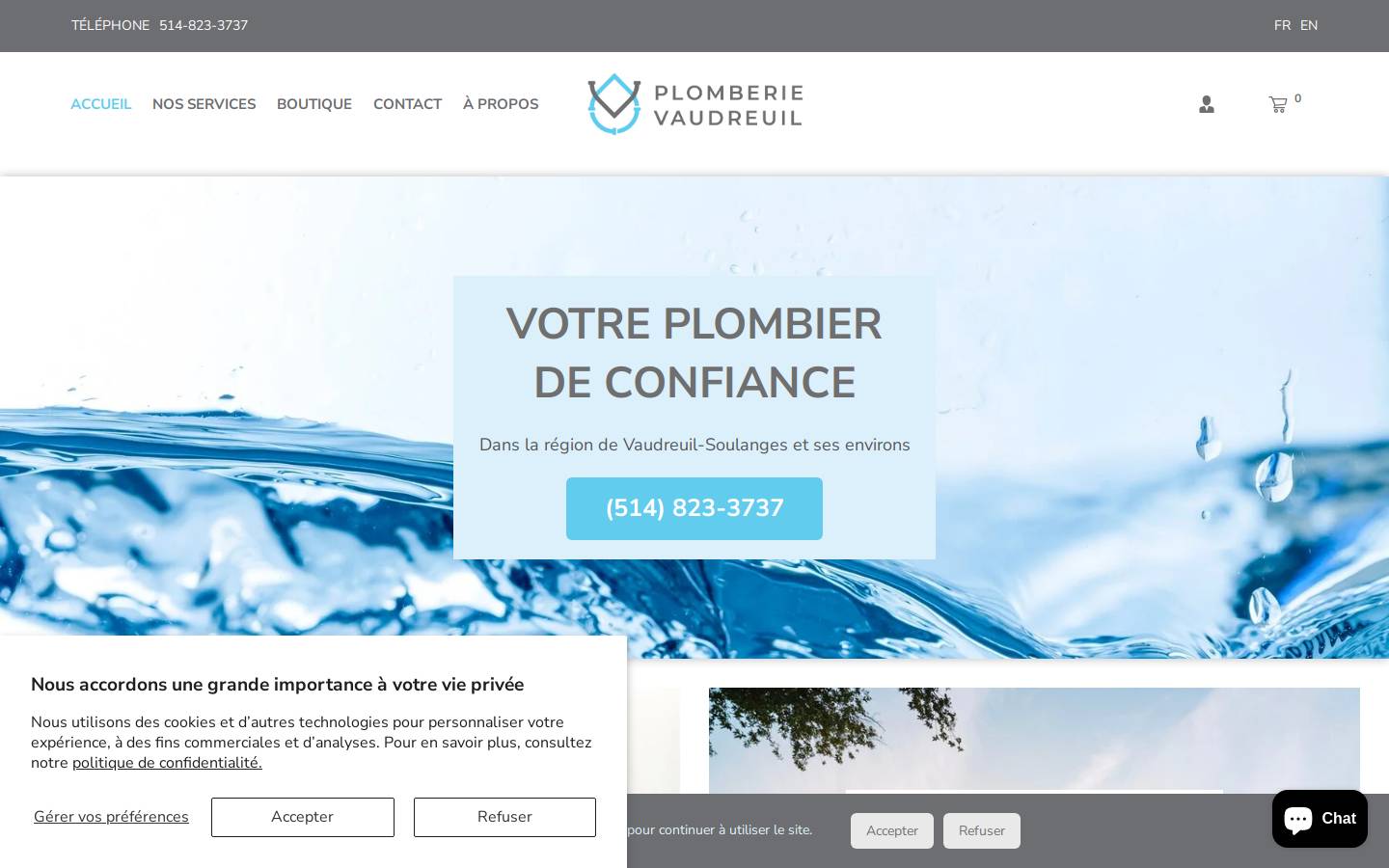 plomberievaudreuil.com homepage screenshot