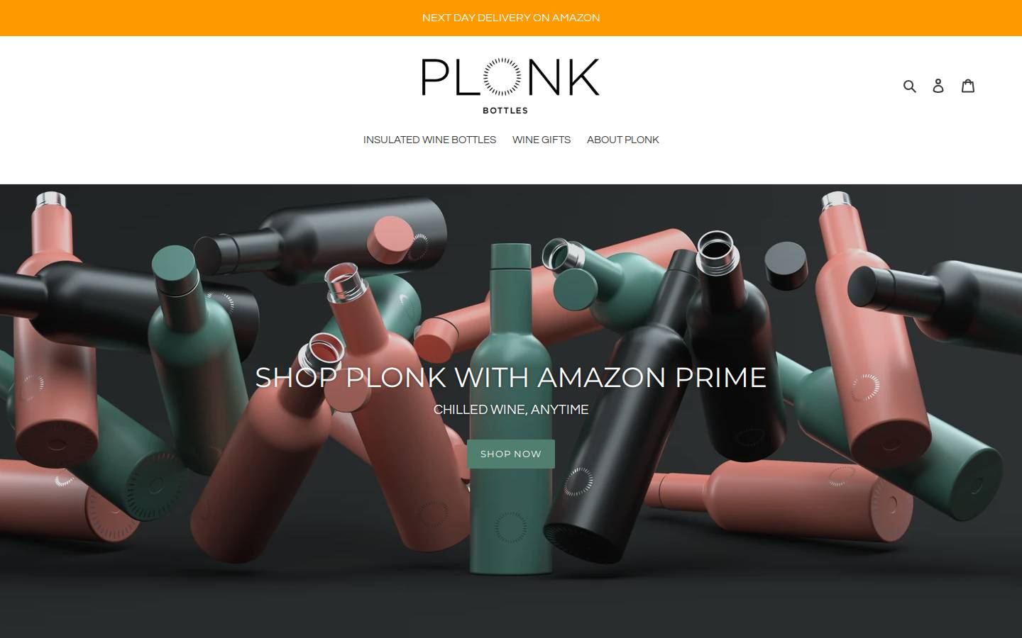 Plonkbottles homepage screenshot