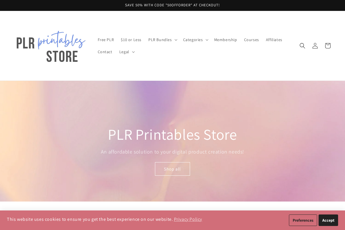 plr-printables-store homepage screenshot