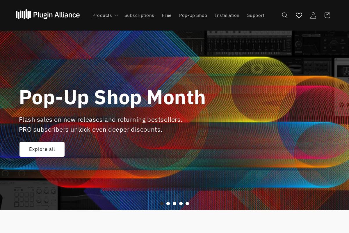 Plugin Alliance homepage screenshot