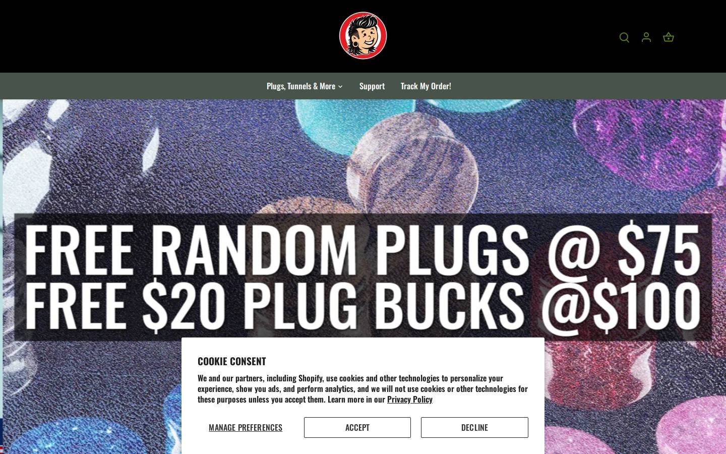 Plugyourholes homepage screenshot