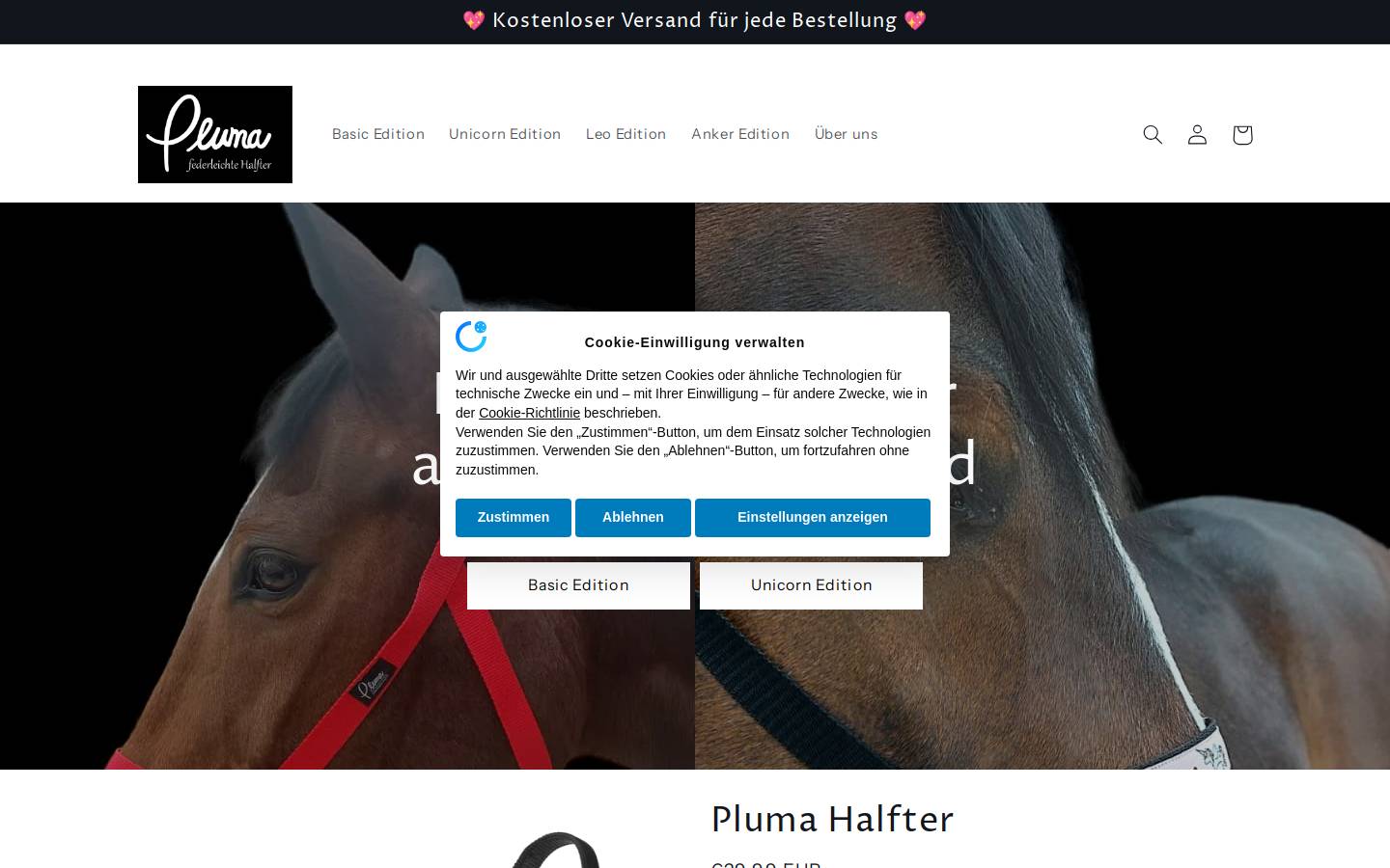 pluma-halfter.de homepage screenshot