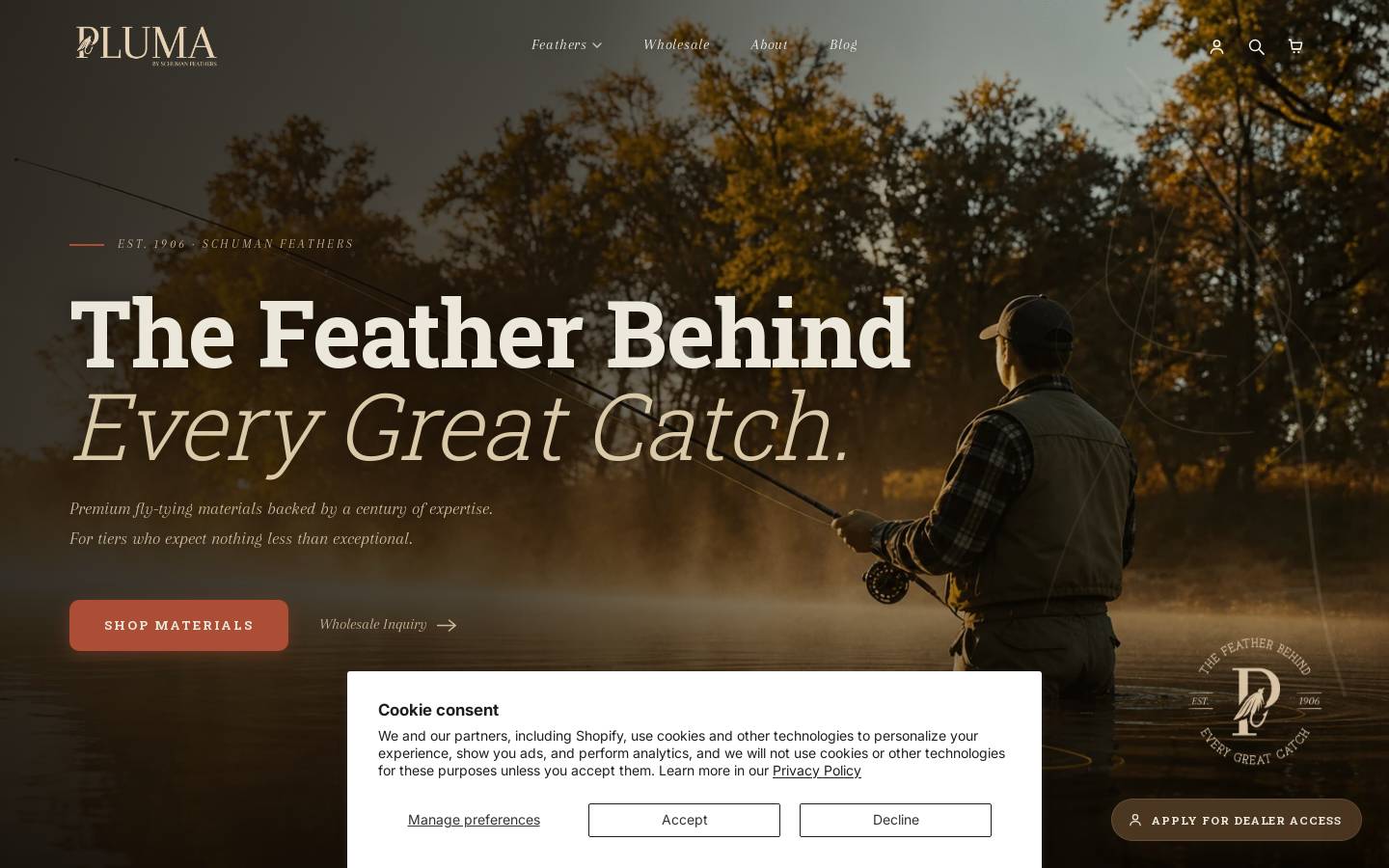 plumafishing.com homepage screenshot