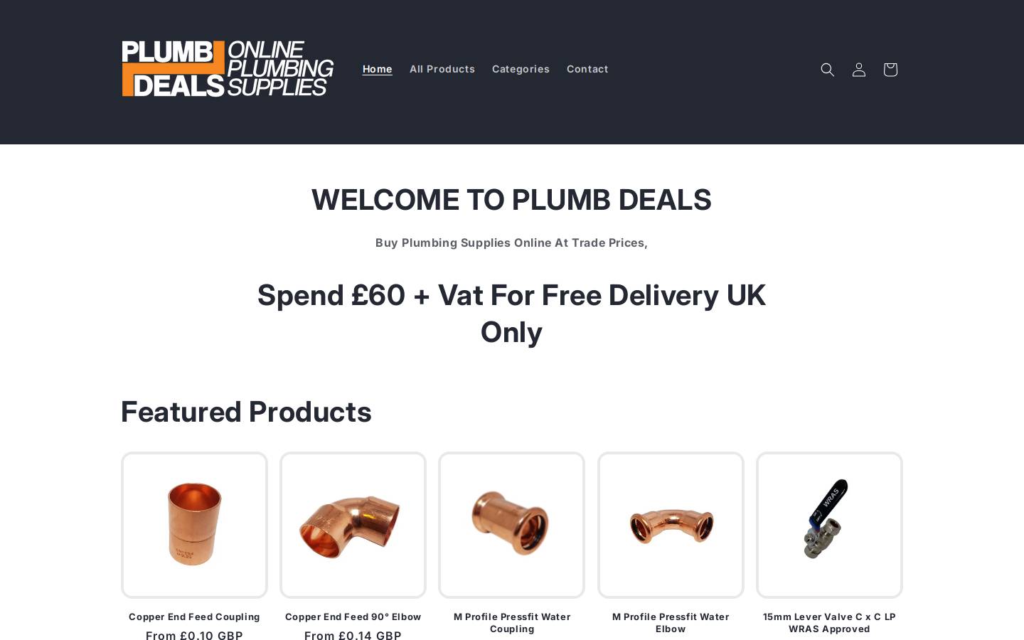 plumbdeals.co.uk homepage screenshot