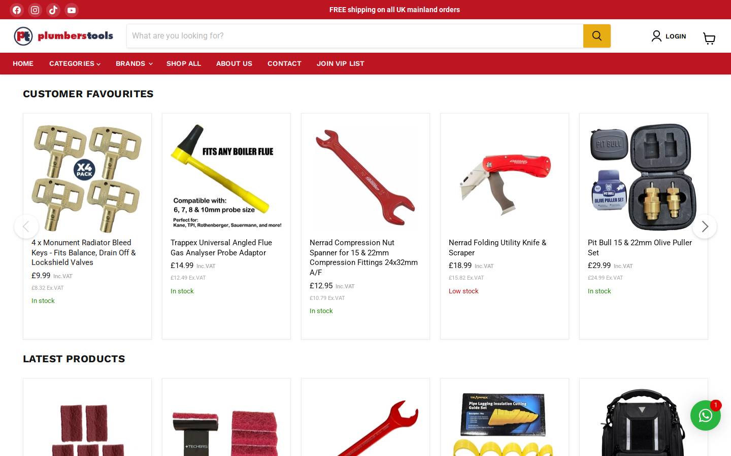 plumberstools.co.uk homepage screenshot
