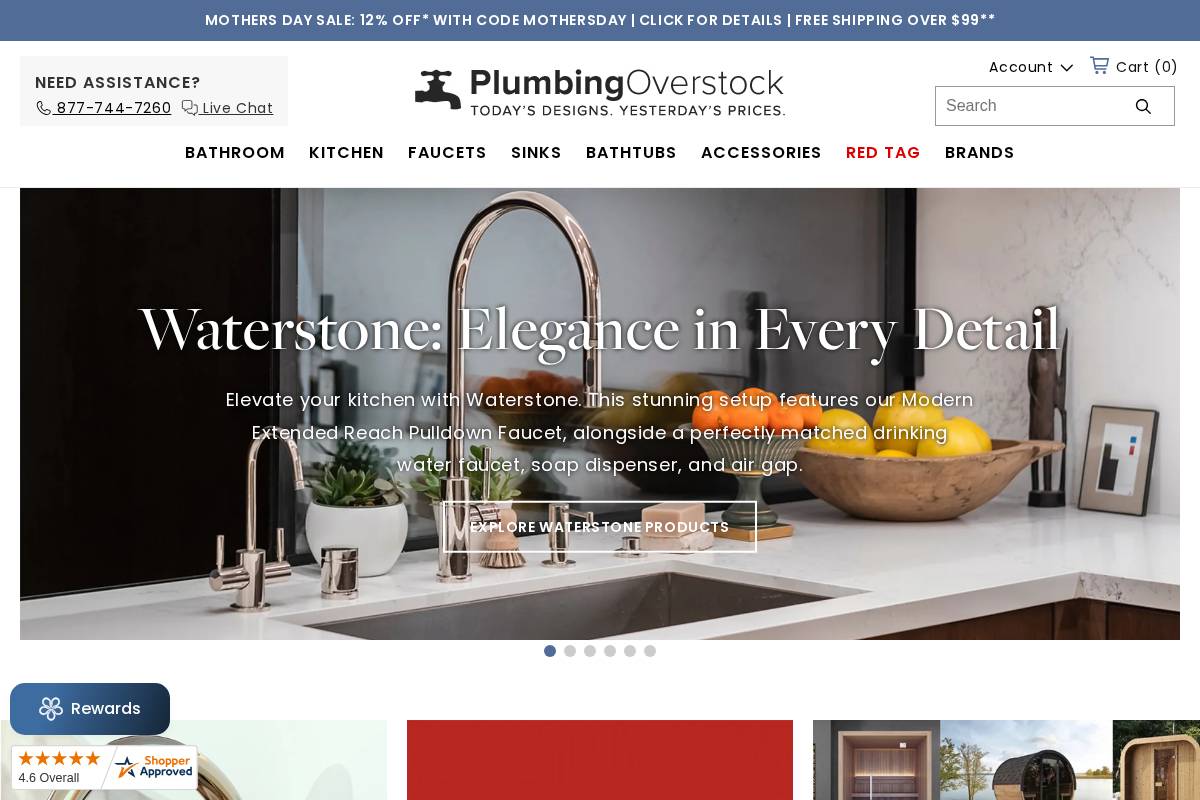 plumbingoverstock.com homepage screenshot