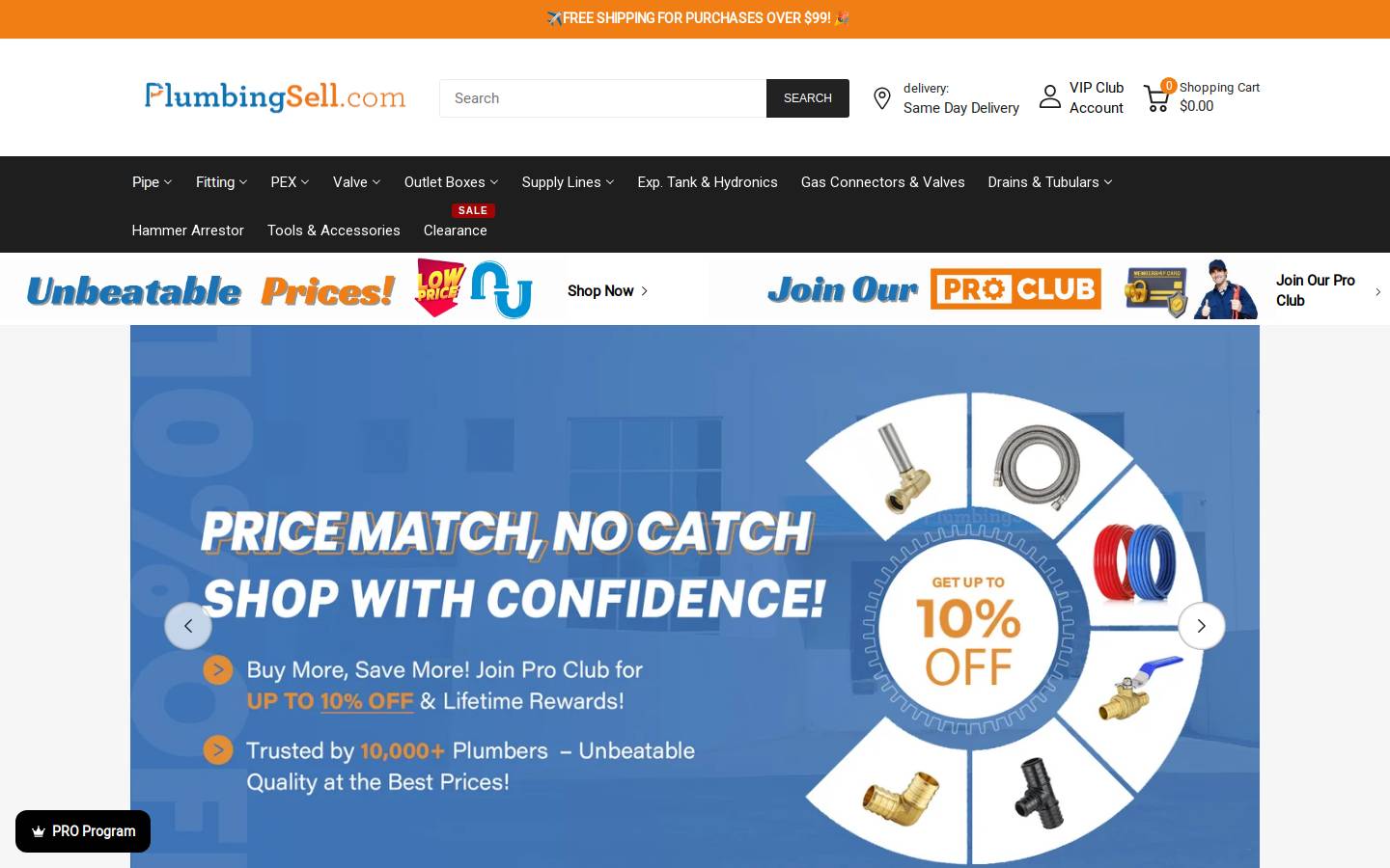 Plumbingsell homepage screenshot