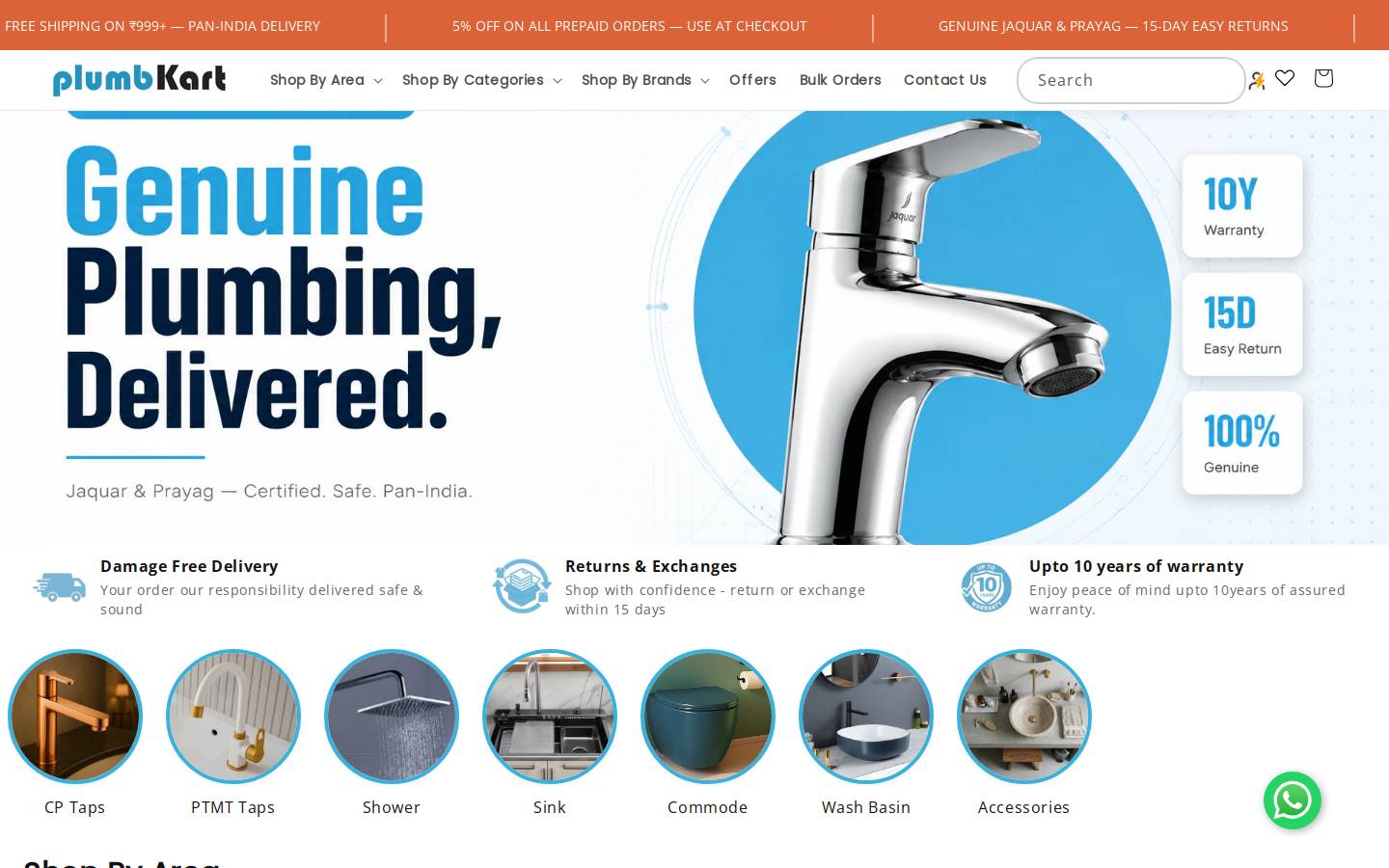 plumbkart.in homepage screenshot