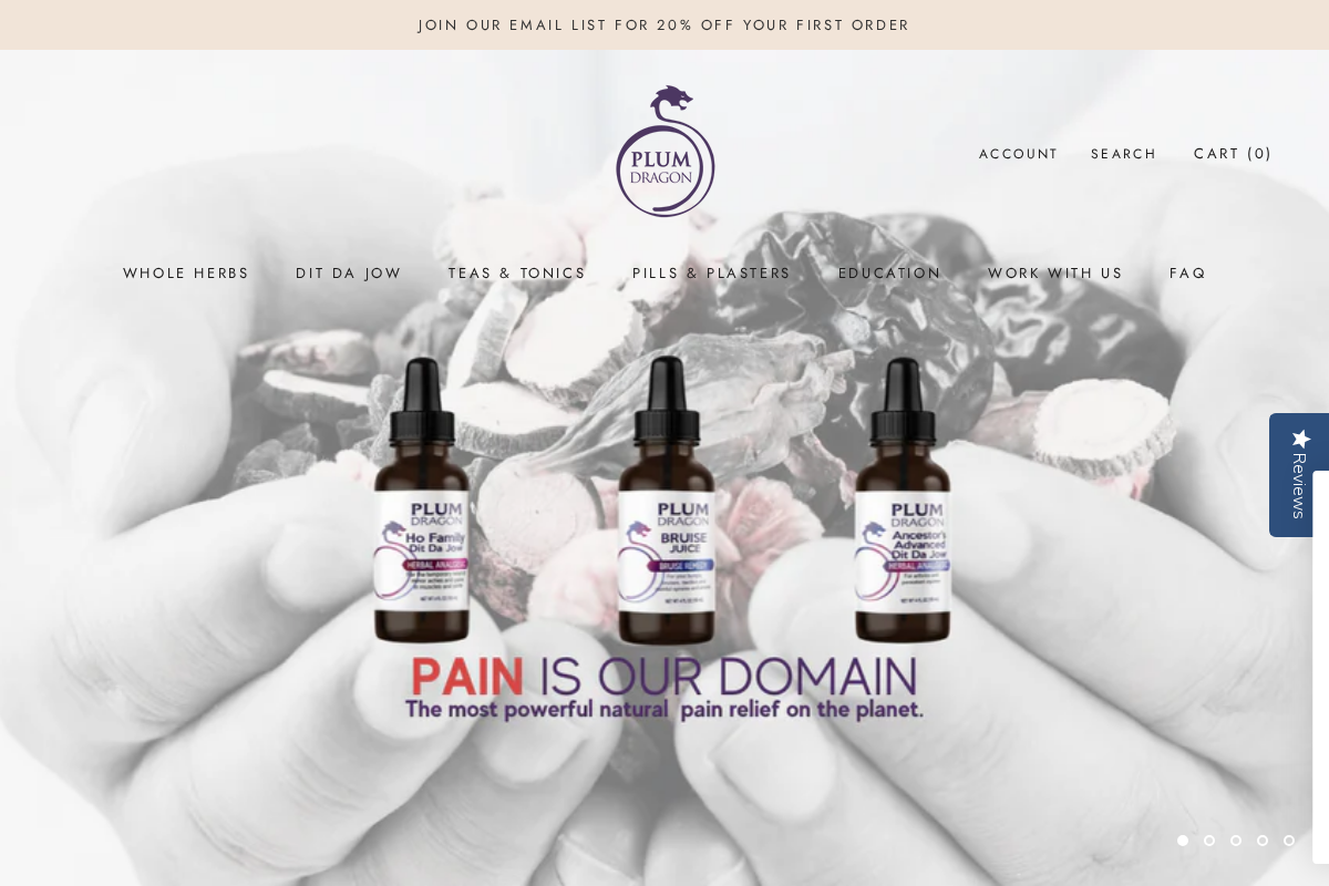 Plumdragonherbs.com homepage screenshot