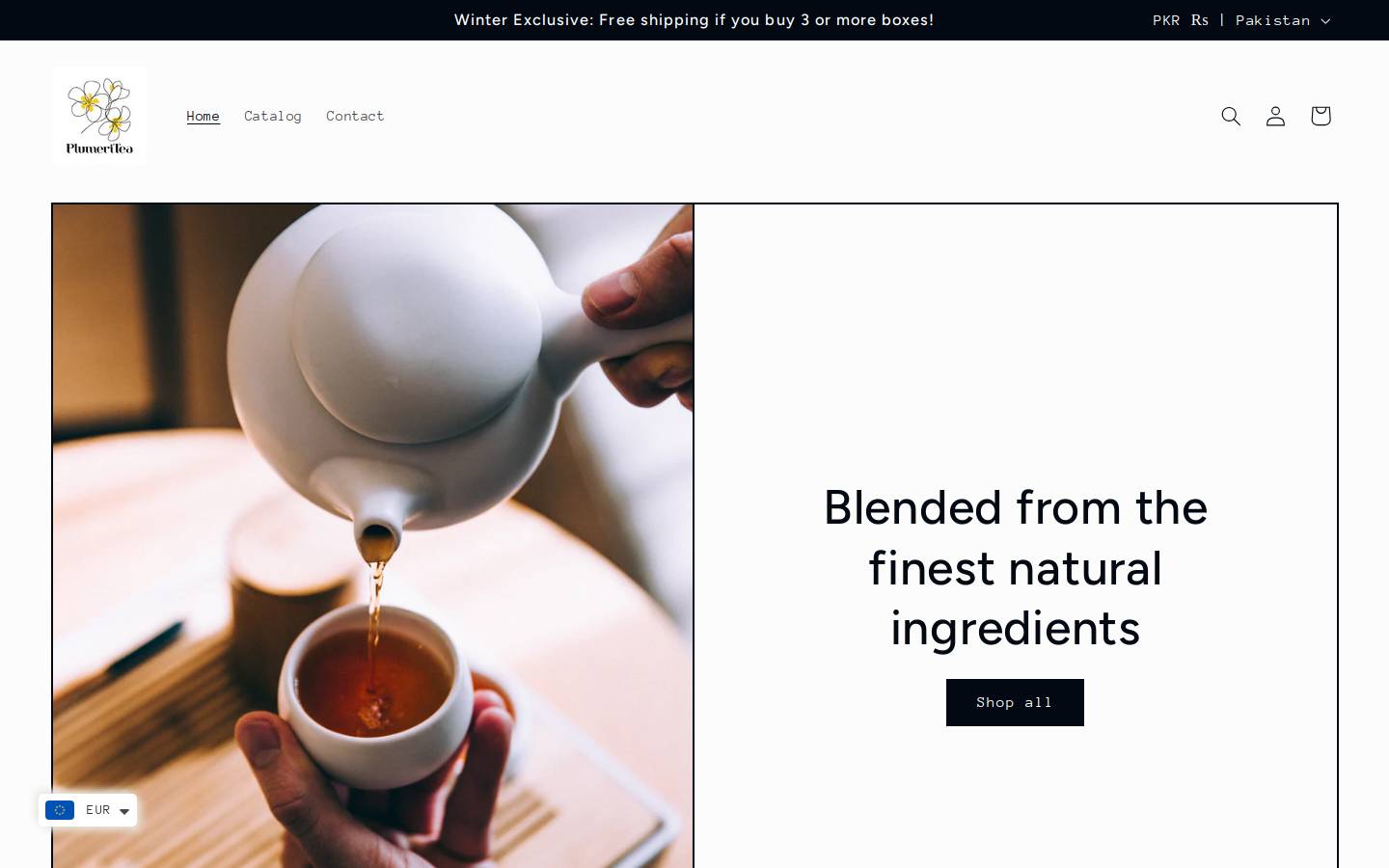 plumeritea.com homepage screenshot