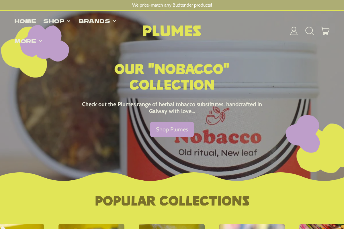 Plumes homepage screenshot