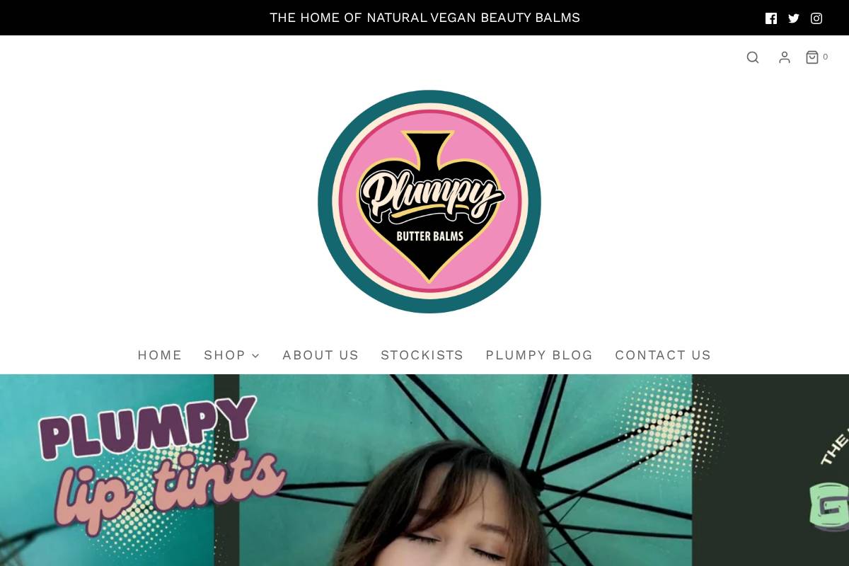 Plumpy Balms homepage screenshot