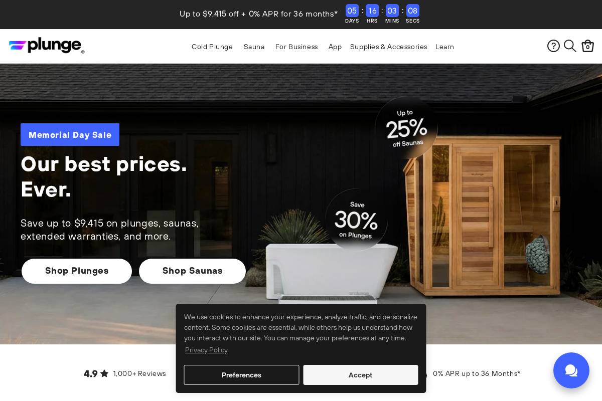 Plunge homepage screenshot