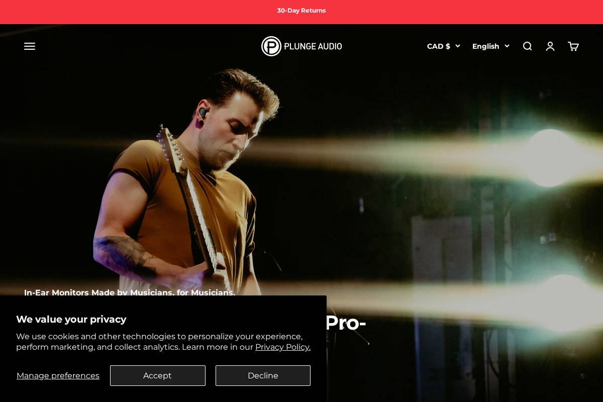 plungeaudio.com homepage screenshot