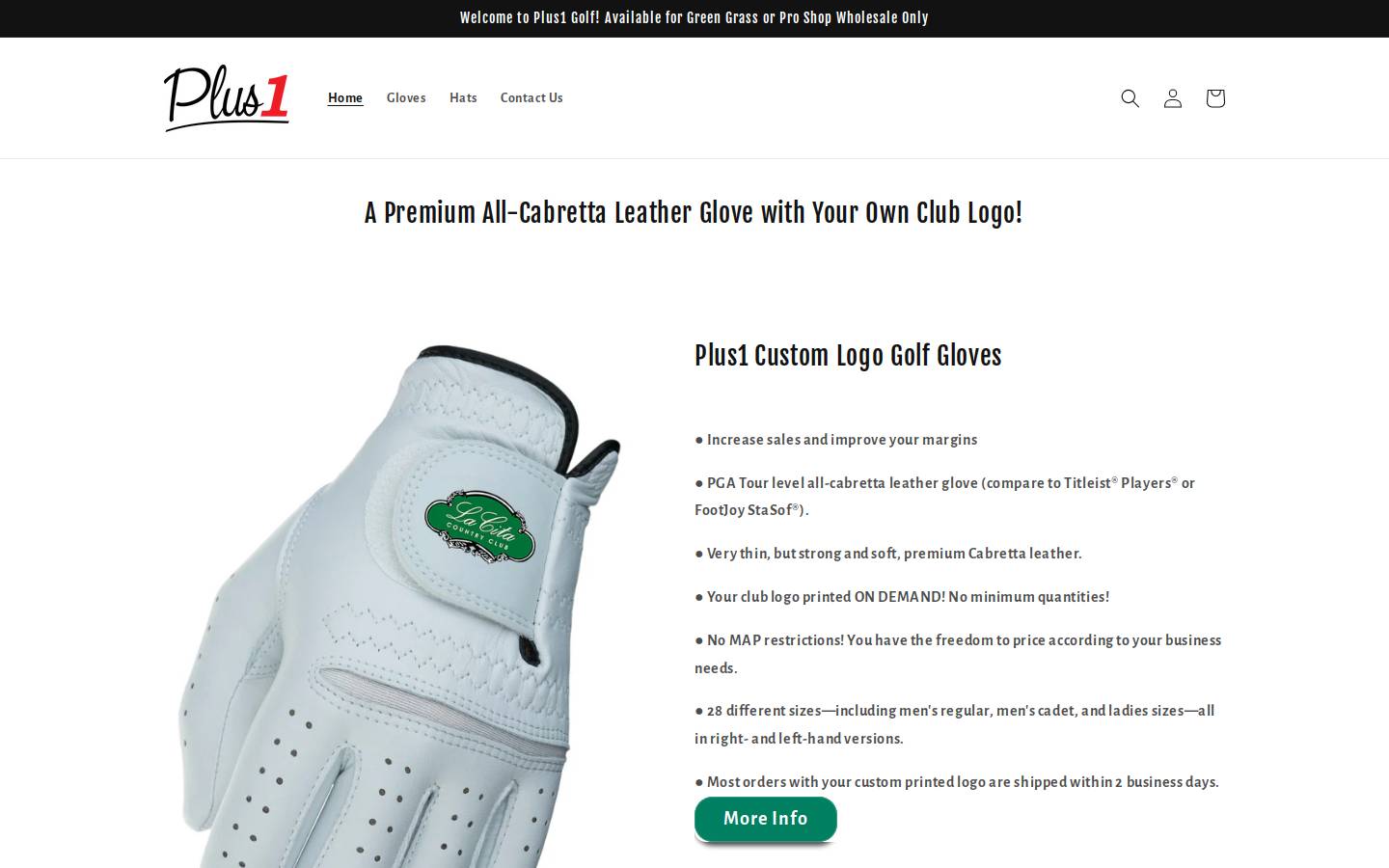 plus1golf.com homepage screenshot