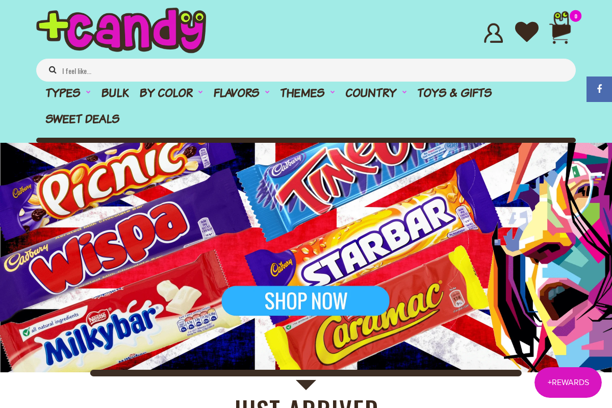 Plus Candy homepage screenshot