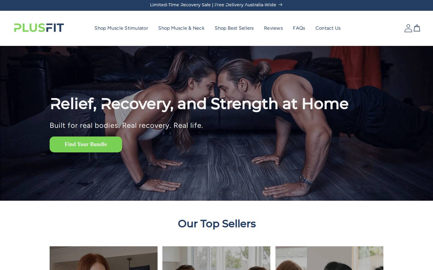 plusfit.com.au homepage screenshot