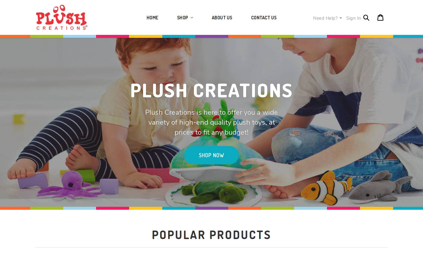 plush-creations.com homepage screenshot