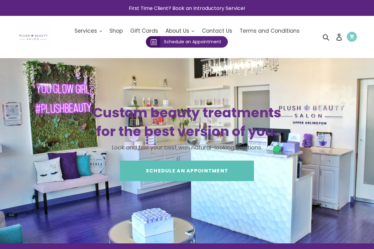 Plush Beauty Salon homepage screenshot