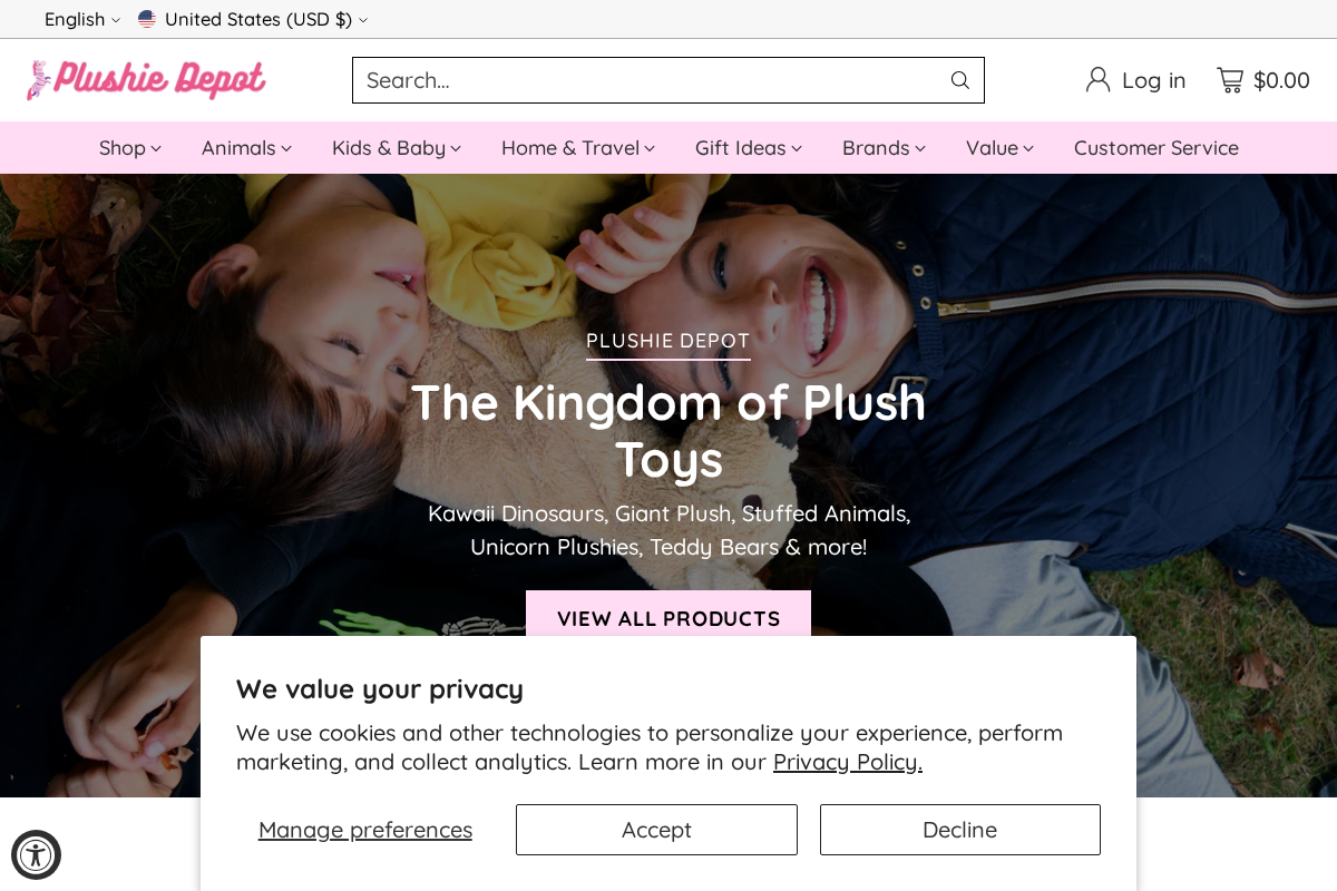 plushiedepot.com homepage screenshot