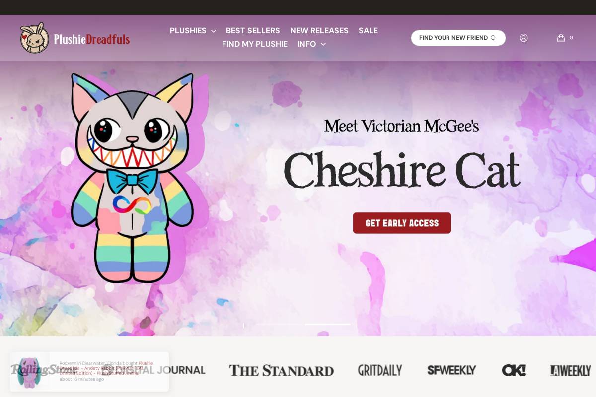 Plushiedreadfuls homepage screenshot