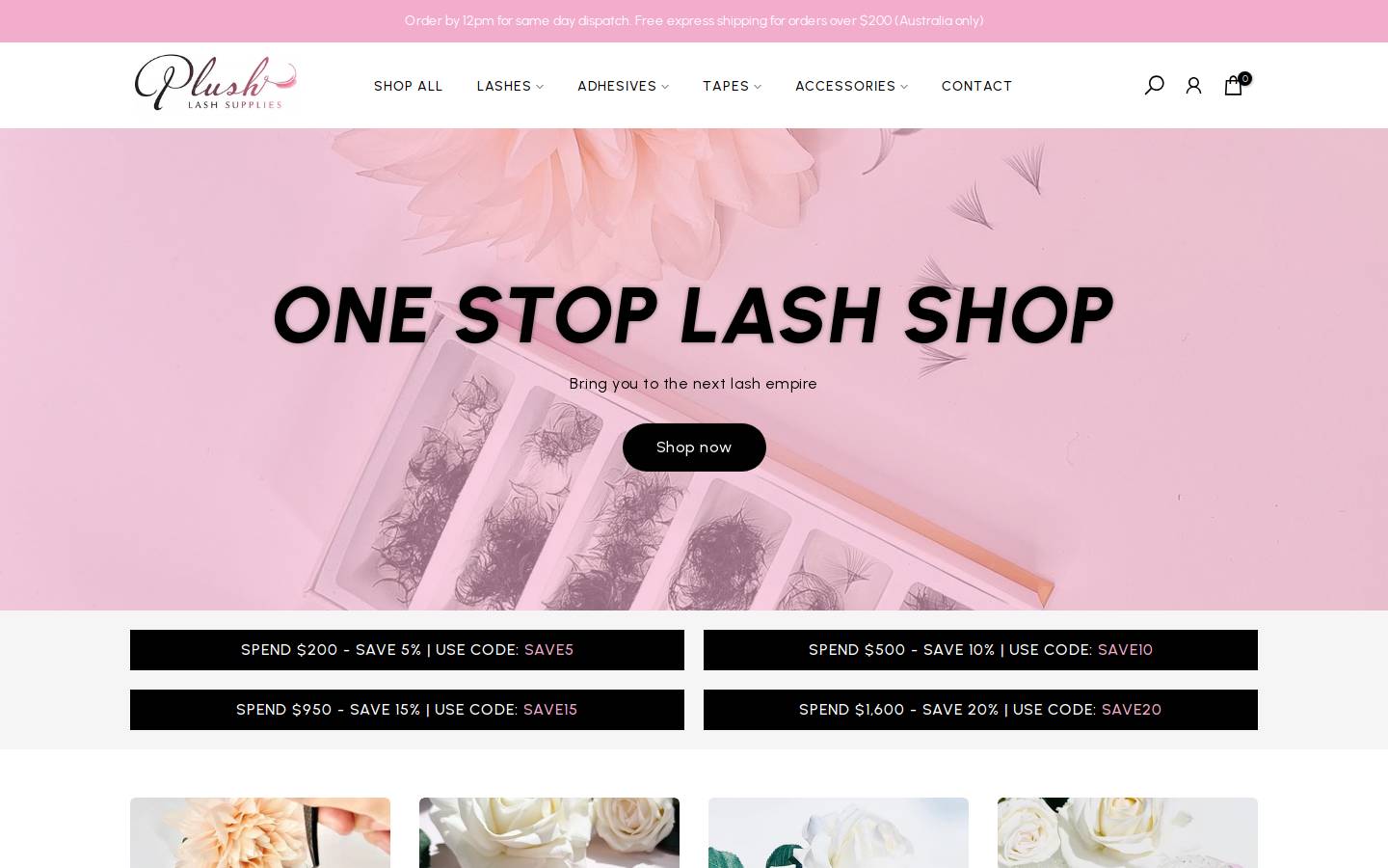 plushlashsupplies.com.au homepage screenshot
