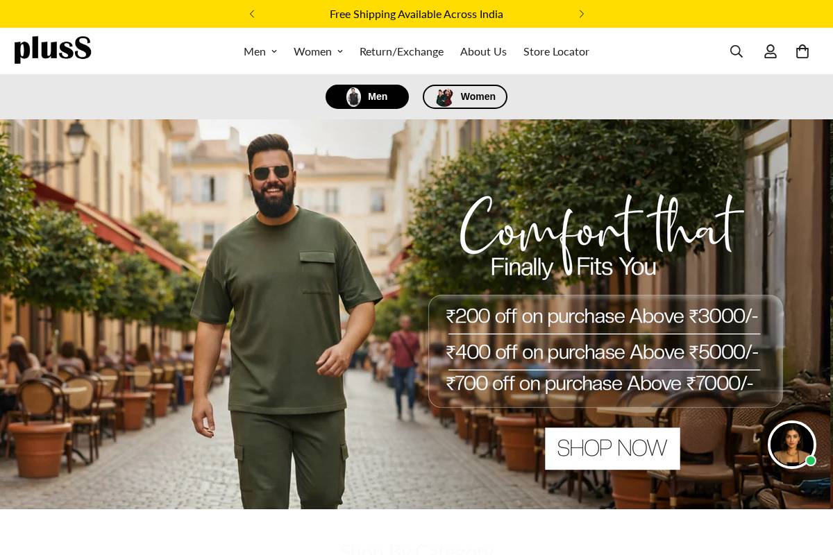 Pluss homepage screenshot