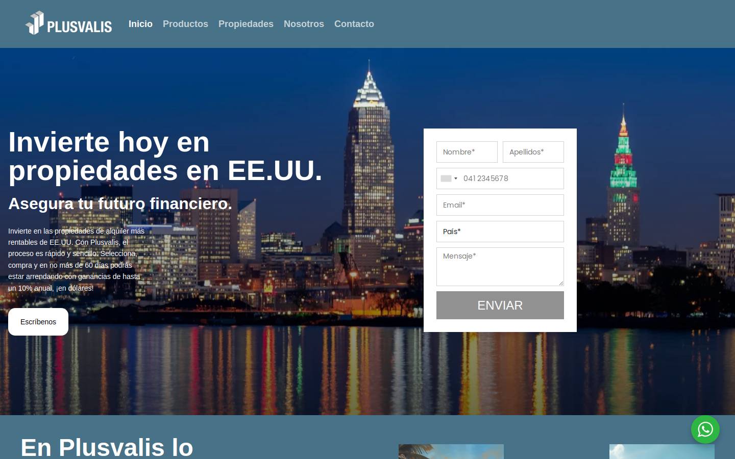 plusvalis.com homepage screenshot