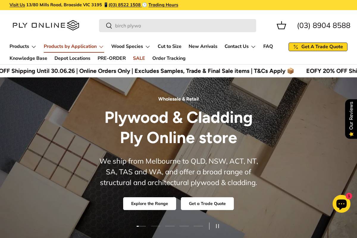 Ply Online homepage screenshot