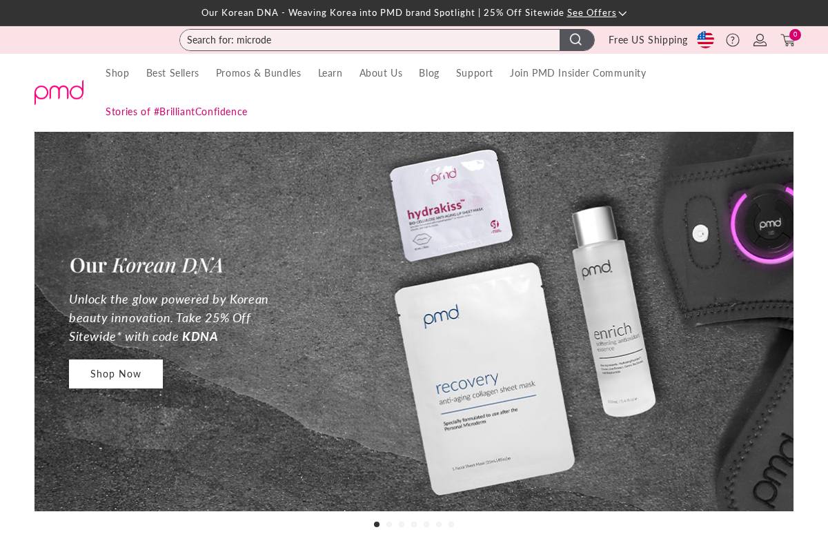 PMD Beauty homepage screenshot