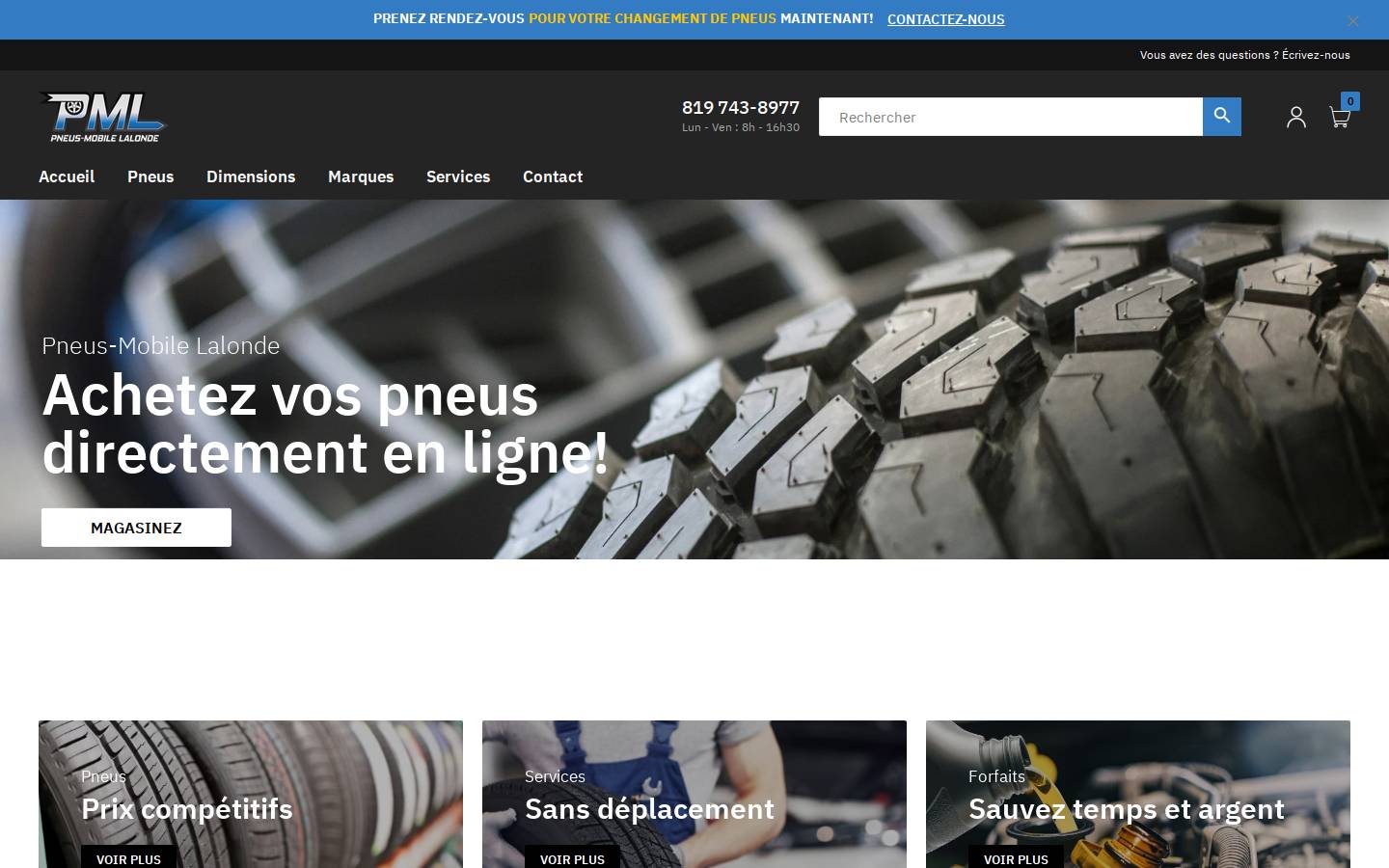 pneusmobilelalonde.com homepage screenshot