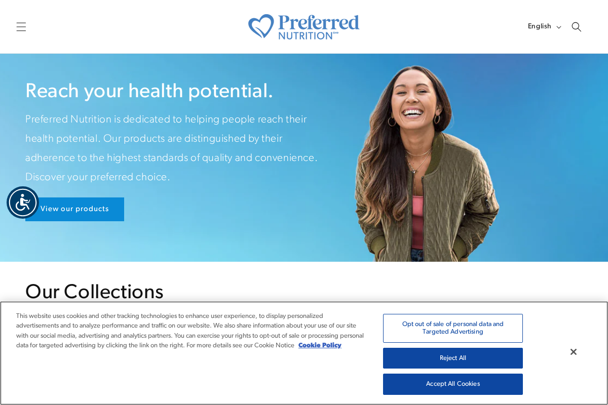 Preferred Nutrition homepage screenshot