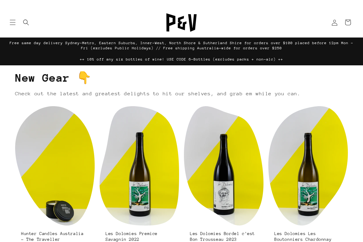 P&V Merchants homepage screenshot