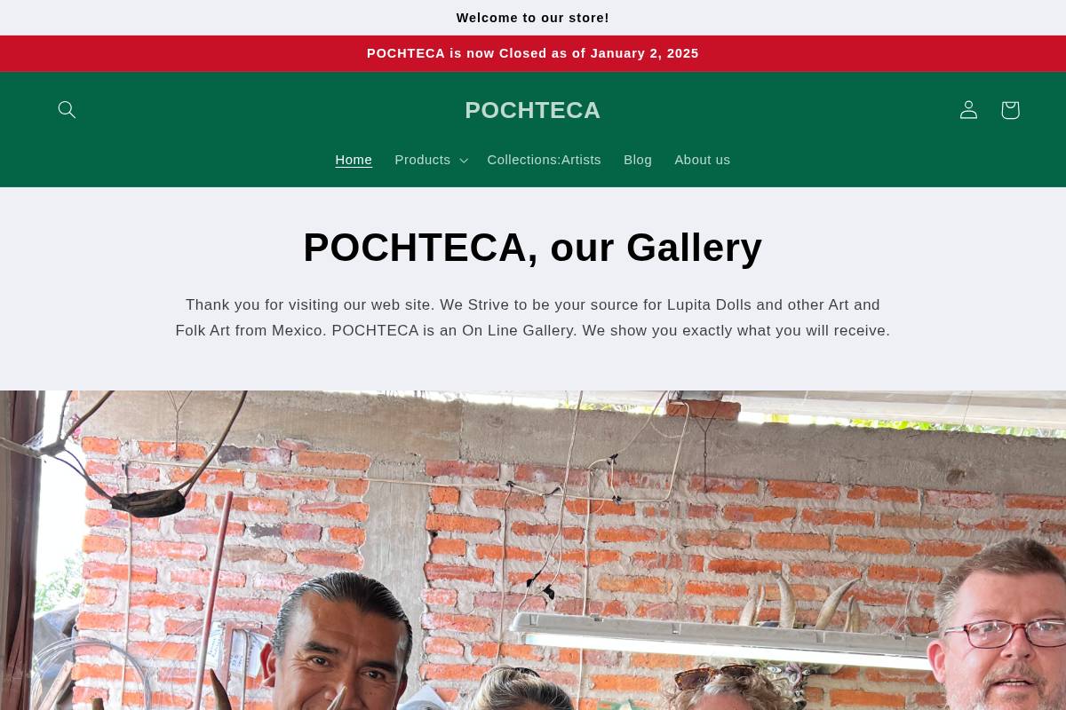 pochtecagallery.com homepage screenshot