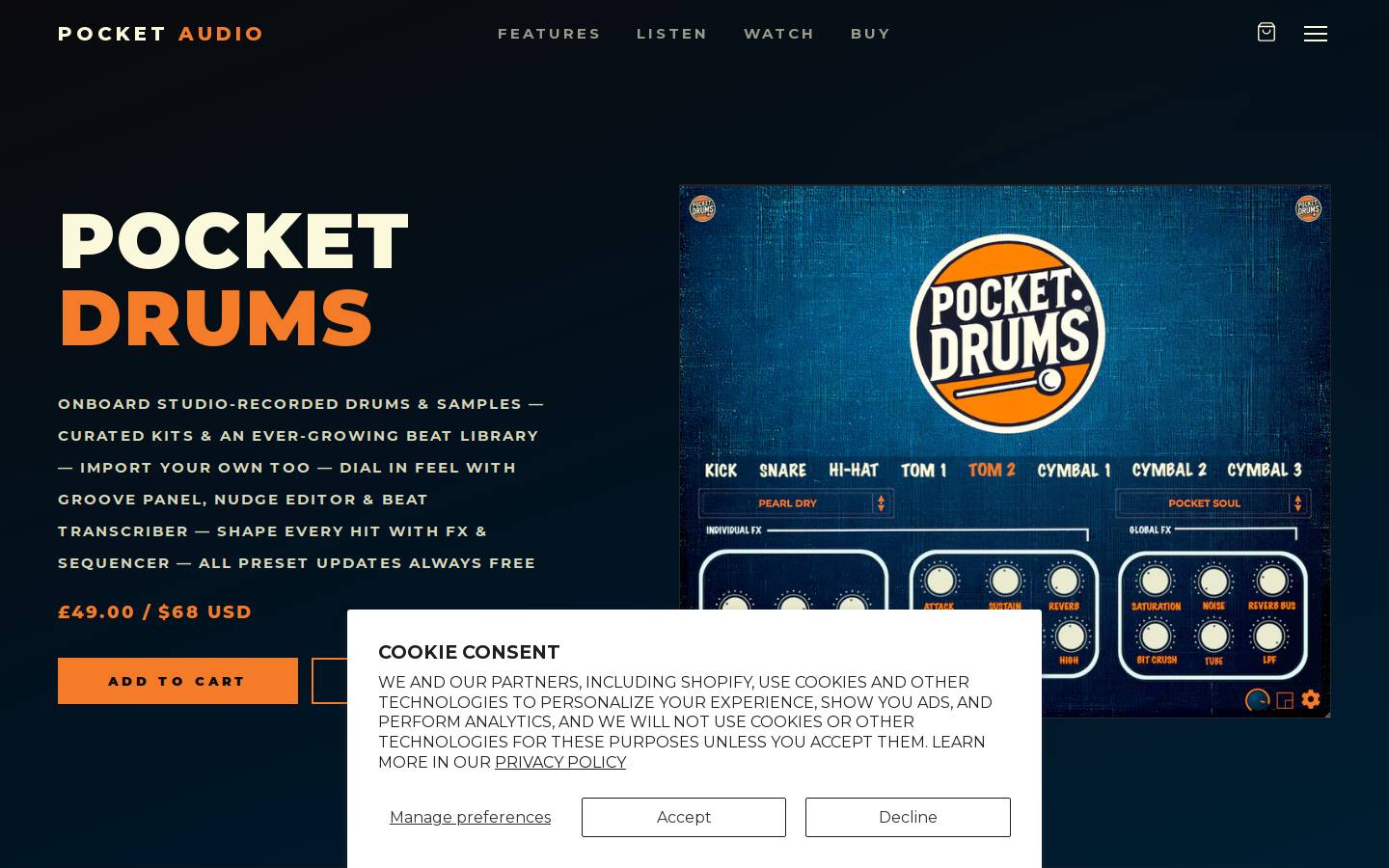 pocketaudio.co.uk homepage screenshot