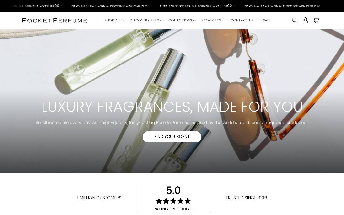Pocketperfume homepage screenshot