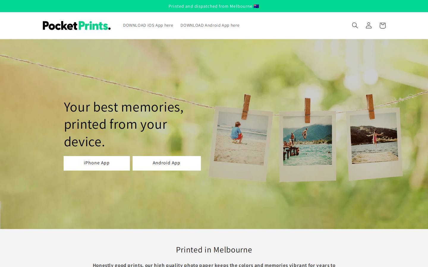 pocketprints.com.au homepage screenshot