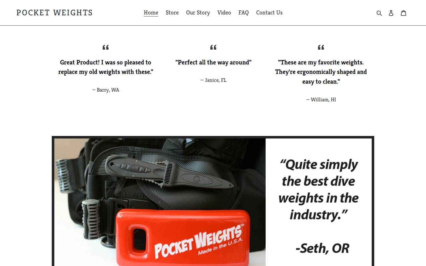 pocketweights.com homepage screenshot