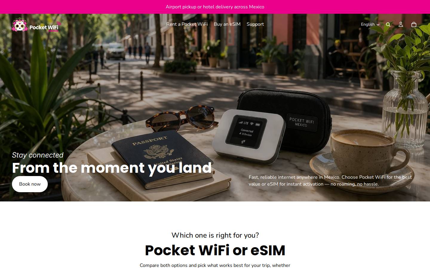 pocketwifimexico.com homepage screenshot