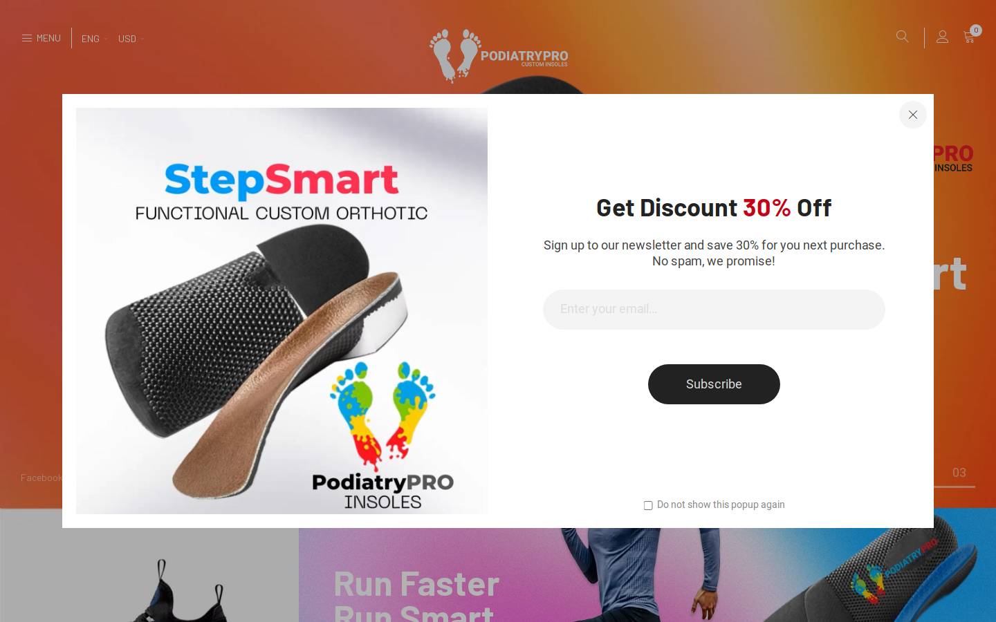 podiatryproinsoles.com homepage screenshot