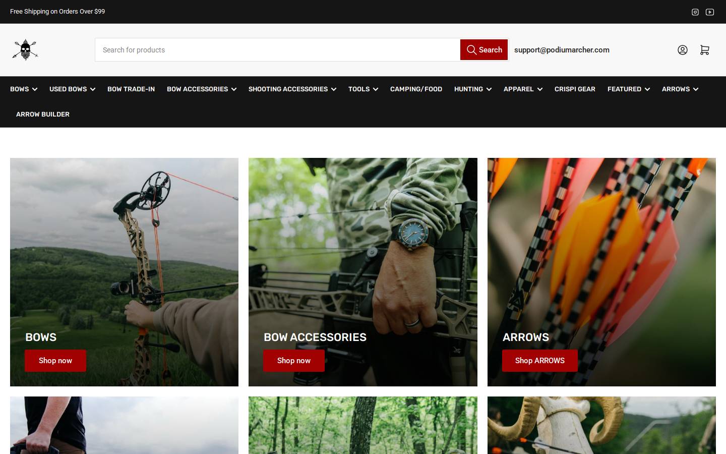 podiumarcher.com homepage screenshot