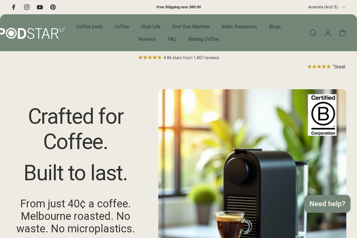 Pod Star homepage screenshot