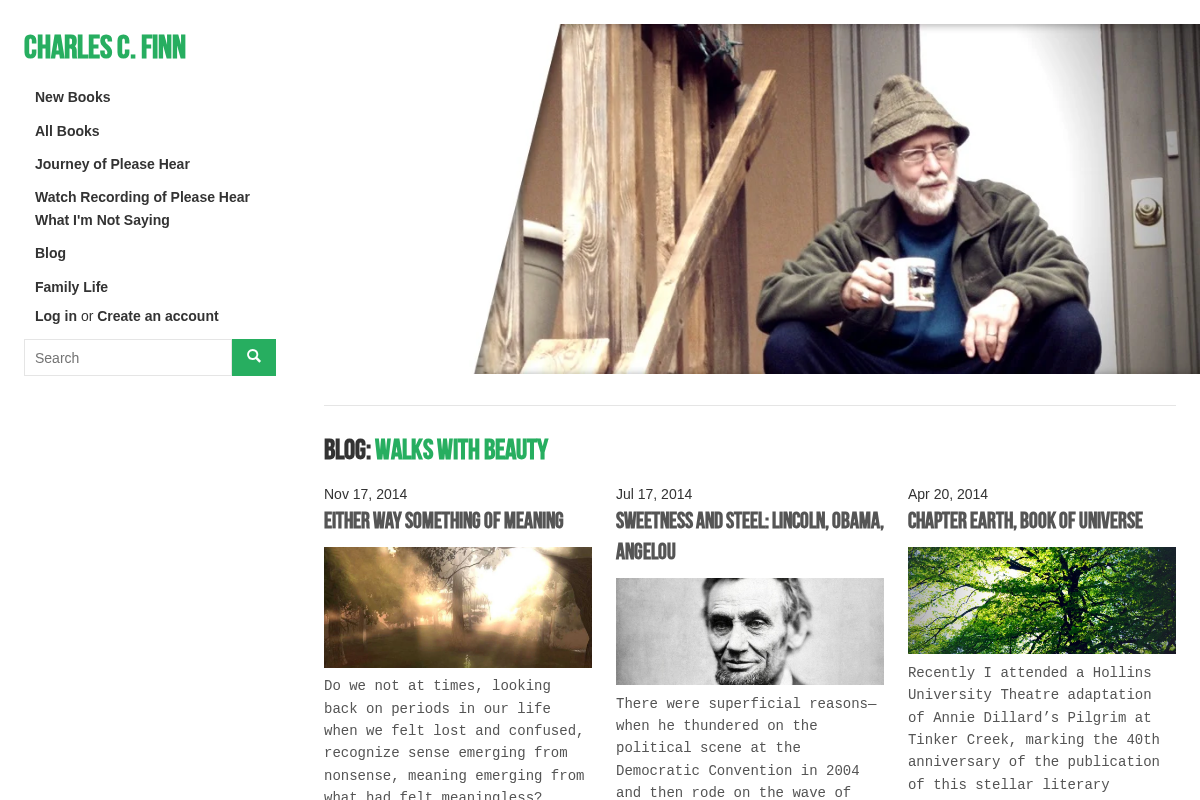 poetrybycharlescfinn.com homepage screenshot