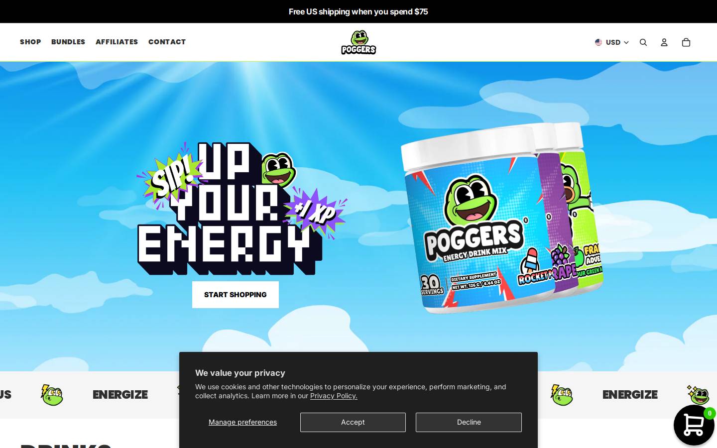 Poggers homepage screenshot