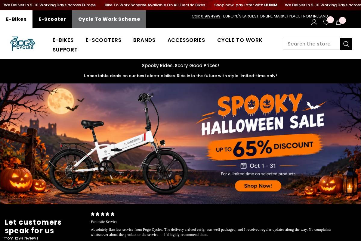 pogocycles.ie homepage screenshot