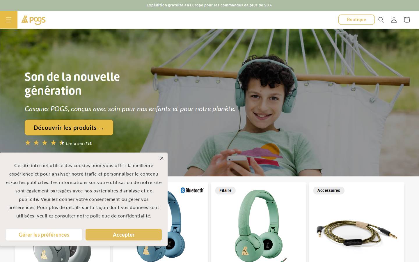 pogs.fr homepage screenshot