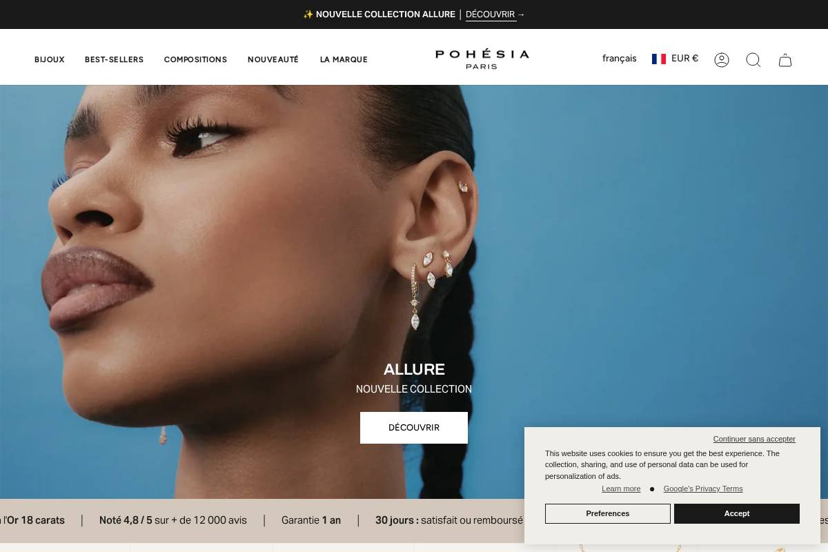 Pohesia homepage screenshot