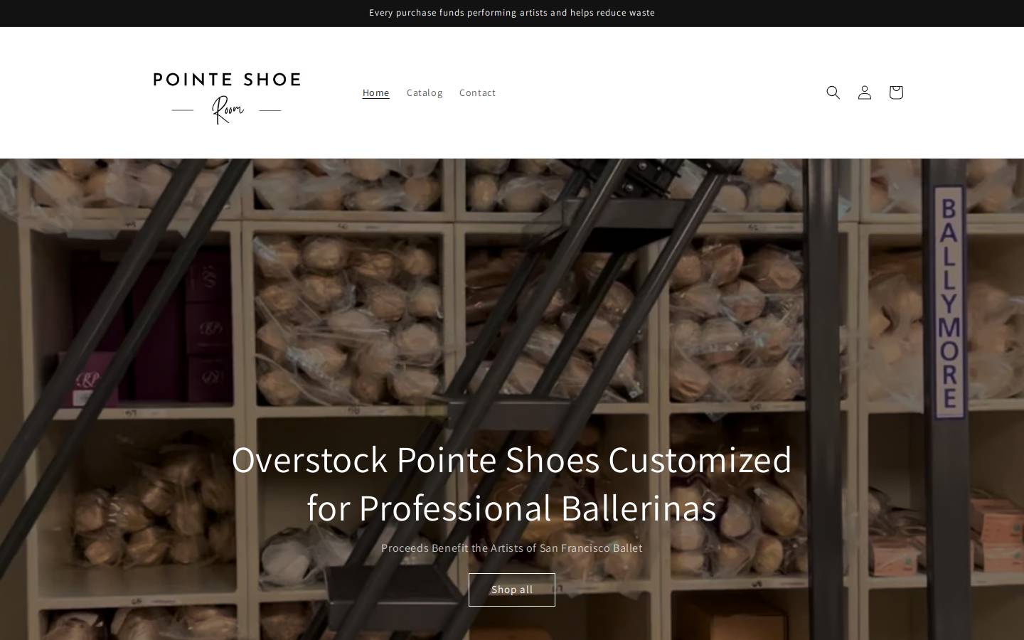 pointeshoeroom.com homepage screenshot